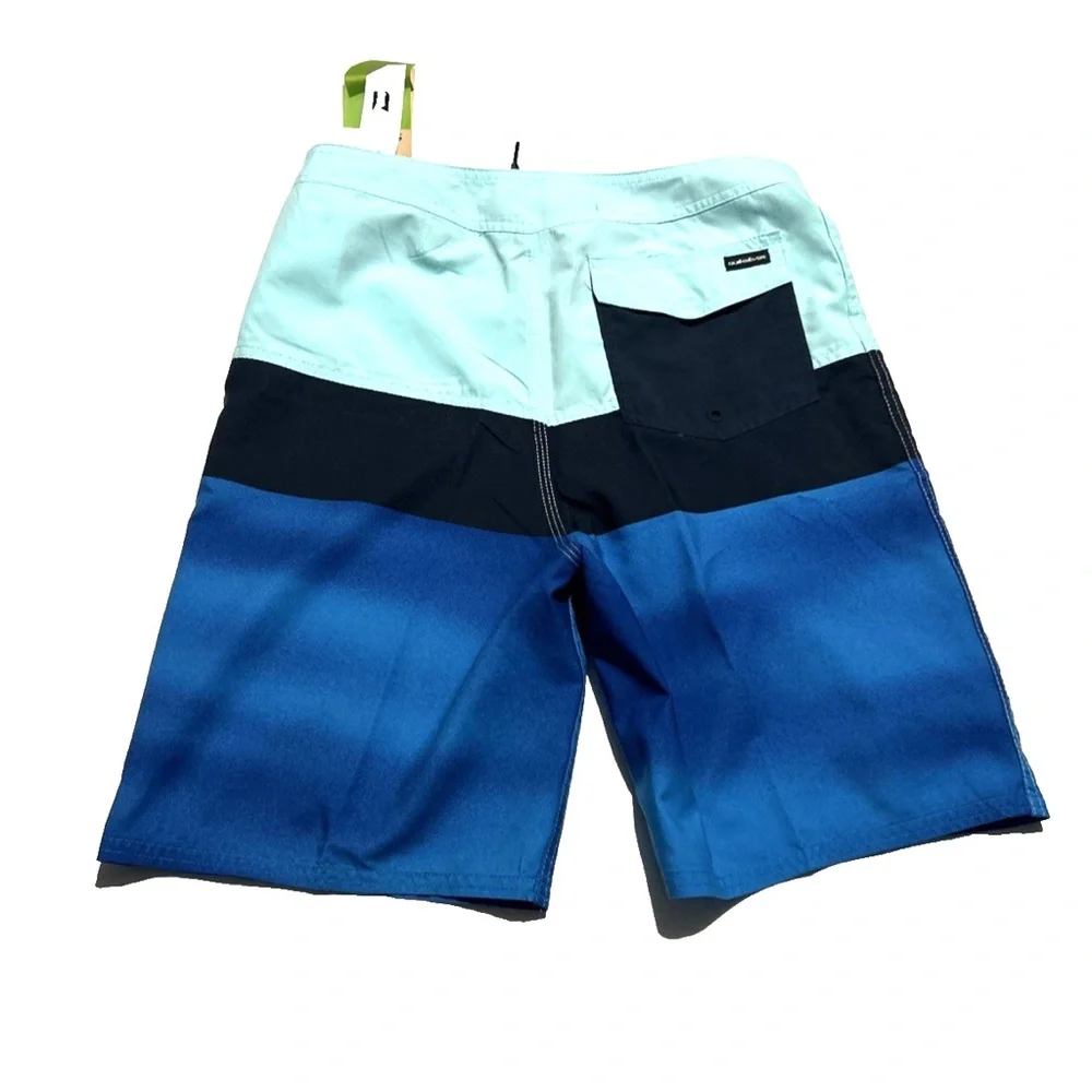 Quiksilver Boardshorts‎ Youth Size 29 Swim Trunks Blue Pocket & Drawstring NWT